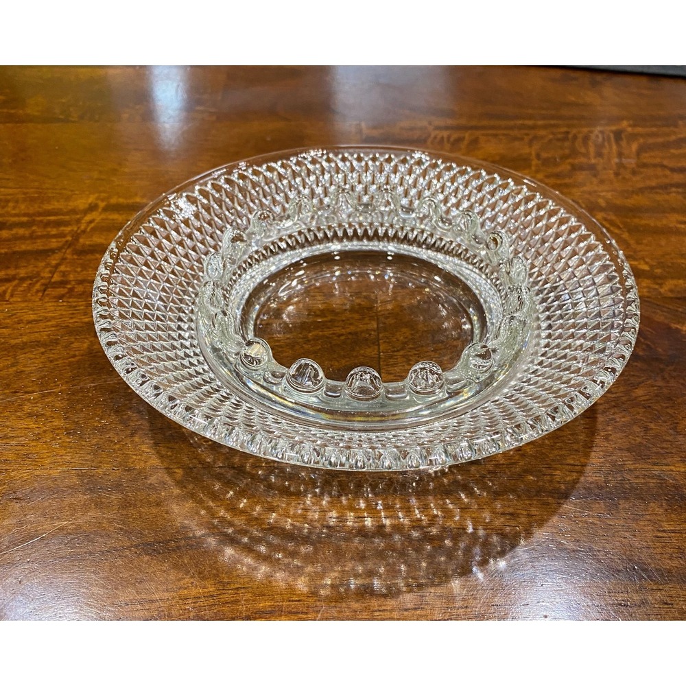 VTG Anchor Hocking Hobnail Bubble Clear Glass Ashtray Candle Tray 6 in MCM